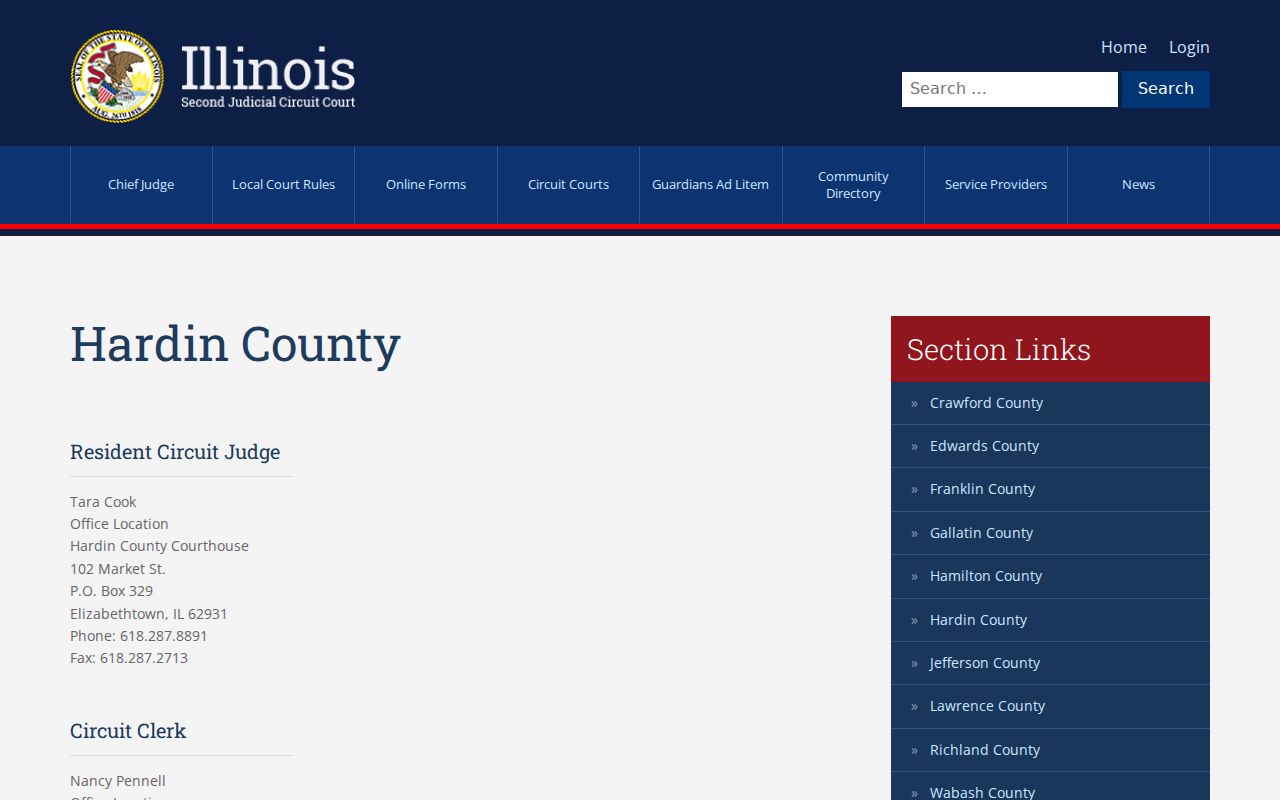 Hardin County criminal court case officials and clerk directory