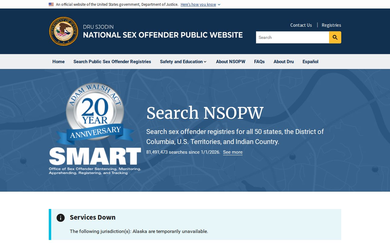United States Department of Justice NSOPW search for cross-state checks near Hardin County